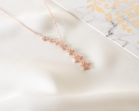 925 Ayar Gümüş 6 Yıldız Kolye