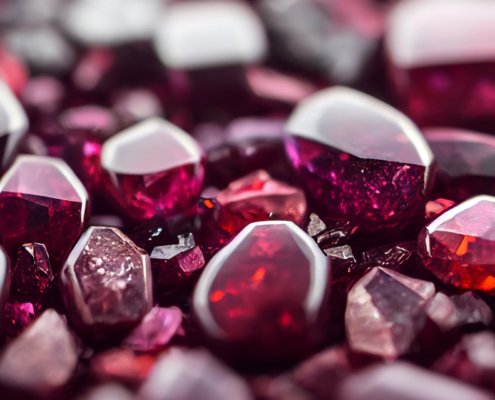 Kırmızı lal taşı kristali doğal ışık altında