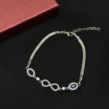 Mavi Ve Beyaz Zirkon Taşlı Sonsuzluk Kadın Bileklik