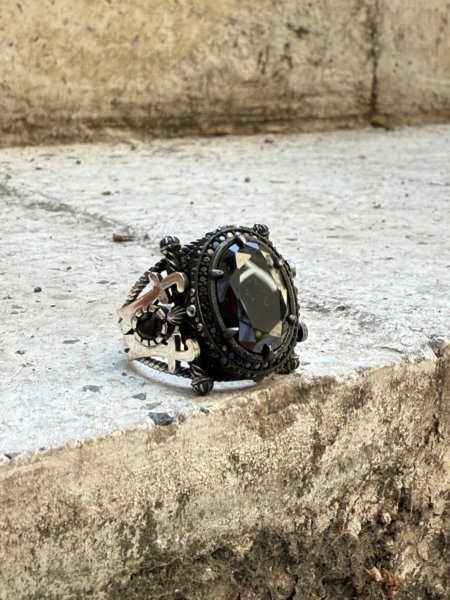 Oniks doğal taşlı oksitli 925 ayar el yapımı erkek gümüş yüzük modeli