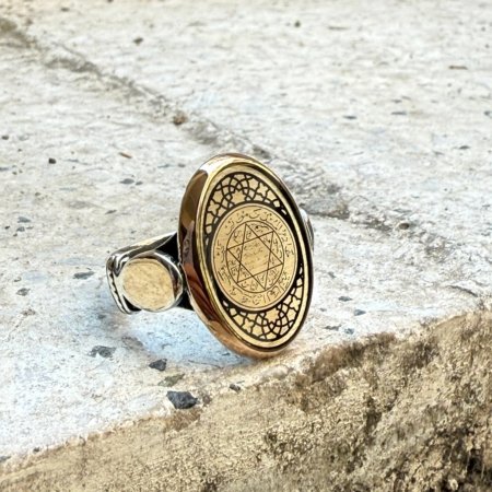 süleyman mührü motifli gümüş yüzük