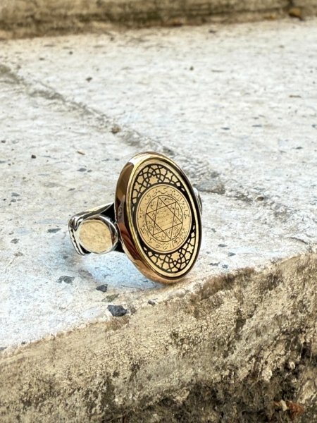 süleyman mührü motifli gümüş yüzük