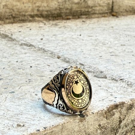 ayyıldız motifli gümüş yüzük