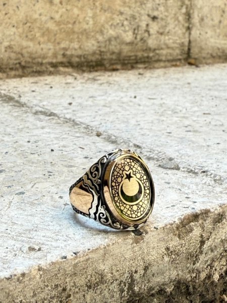 ayyıldız motifli gümüş yüzük