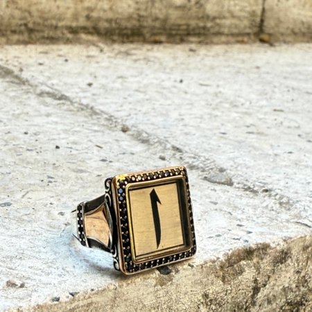 Arapça Elif harfi motifli 925 ayar gümüş erkek yüzük