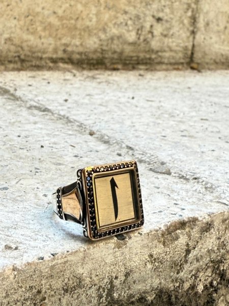 Arapça Elif harfi motifli 925 ayar gümüş erkek yüzük