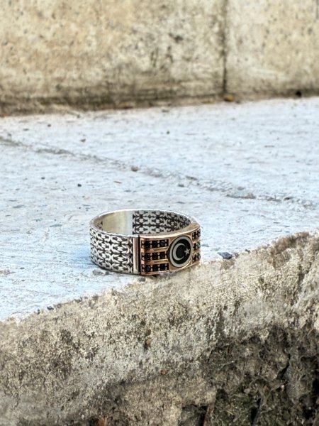 925 ayar kral zincir desenli el yapımı gümüş erkek yüzük modeli