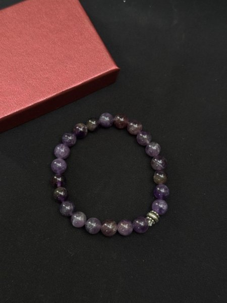 Ametist Doğal Taşlı Bileklik - El Yapımı ve 925 Ayar Gümüş Detaylı Model