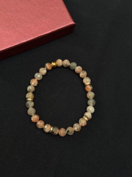 Fasetli Sitrin Doğal Taşlı Bileklik - El Yapımı ve 925 Ayar Gümüş Detaylı Model