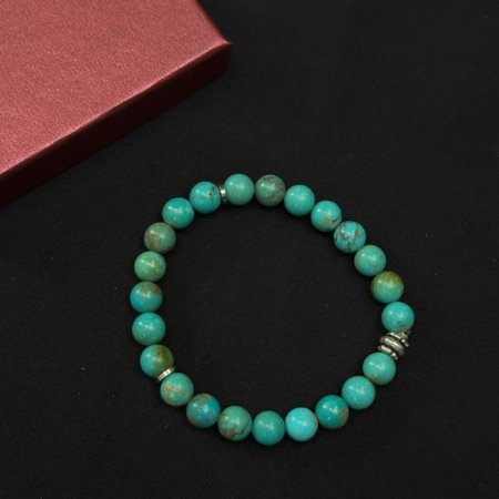 Firüze Doğal Taşlı Bileklik - El Yapımı ve 925 Ayar Gümüş Detaylı Model