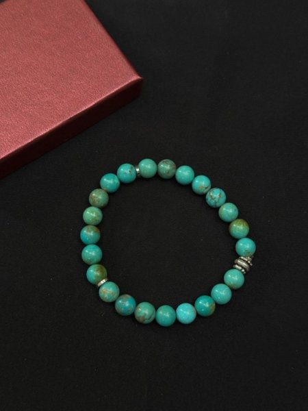 Firüze Doğal Taşlı Bileklik - El Yapımı ve 925 Ayar Gümüş Detaylı Model