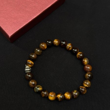 Kaplan Gözü Doğal Taşlı Bileklik - El Yapımı ve 925 Ayar Gümüş Detaylı Model