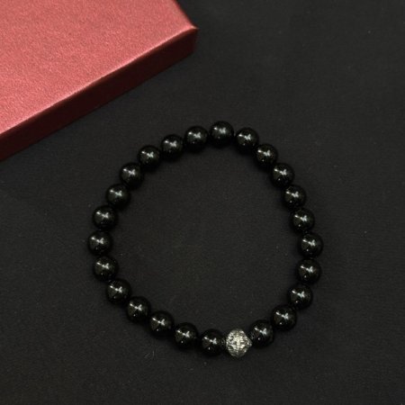 Oniks Doğal Taşlı Bileklik - El Yapımı ve 925 Ayar Gümüş Detaylı Model