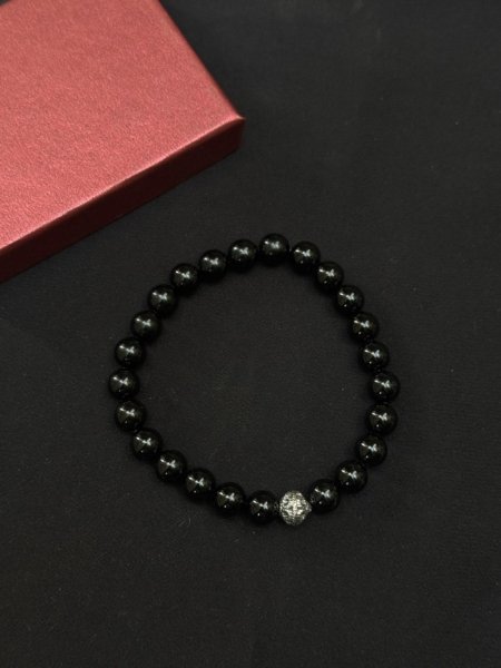 Oniks Doğal Taşlı Bileklik - El Yapımı ve 925 Ayar Gümüş Detaylı Model